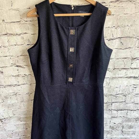 12 Tommy Hilfiger navy turnkey A-line dress with rear zipper - Picture 2 of 9